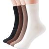 imageIDEGG Womens Crew Socks Soft Cotton Athletic Running Casual Dress Socks Above Ankle Crew SocksA4 Pairsblack offwhite beige brown