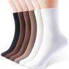imageIDEGG Womens Crew Socks Soft Cotton Athletic Running Casual Dress Socks Above Ankle Crew SocksB6 Pairsblack white offwhite beige brown light Brown
