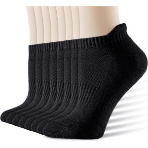 imageIDEGG 8 Pairs Ankle Performance Athletic Running Socks Low Cut Sports Tab Socks for Women and MenBlack