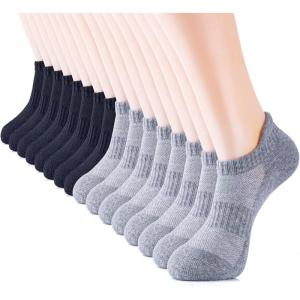 imageIDEGG 8 Pairs Ankle Performance Athletic Running Socks Low Cut Sports Tab Socks for Women and MenBlackgrey