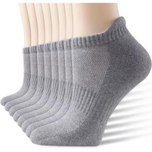 imageIDEGG 8 Pairs Ankle Performance Athletic Running Socks Low Cut Sports Tab Socks for Women and MenGrey