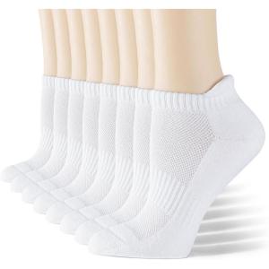 imageIDEGG 8 Pairs Ankle Performance Athletic Running Socks Low Cut Sports Tab Socks for Women and MenWhite