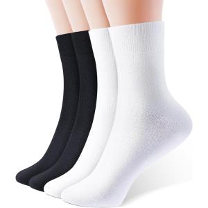 imageIDEGG Womens Crew Socks Soft Cotton Athletic Running Casual Dress Socks Above Ankle Crew SocksD4 Pairs 2 Black 2 White 