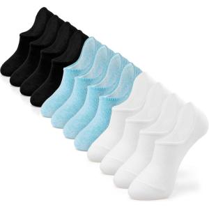 imageIDEGG No Show Socks Womens and Men Low Cut Ankle Short Antislid Athletic Running Novelty Casual Invisible Liner Socks6 Pairs2 Black2 White2 Sky Blue