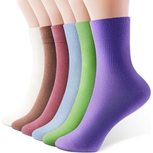 imageIDEGG Womens Crew Socks Soft Cotton Athletic Running Casual Dress Socks Above Ankle Crew SocksC6 Pairsgreen dark Red blue purple offwhite light Brown