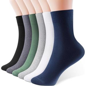 imageIDEGG Womens Crew Socks Soft Cotton Athletic Running Casual Dress Socks Above Ankle Crew SocksF6 Pairs Black white grey dark Grey army Green navy Blue 